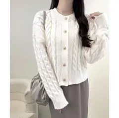 クラシカルエルフ ワイドスリーブ ケーブル編み刺繍カーディガン