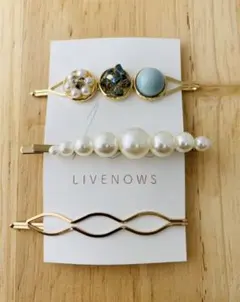 コットンパール バレッタ　ヘアピン　3点セット