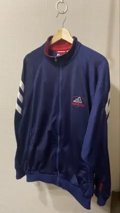 adidas トラックジャケット L ネイビー×レッド 90s 刺繍ロゴ