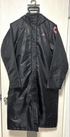 【美品】アディダス ベンチコート フード付き ロング　 OT ブラック