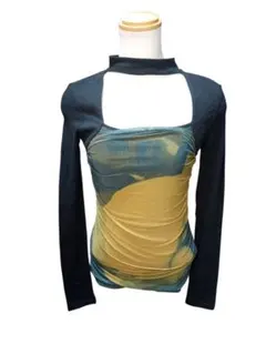 【A0140】ROEY WANG 長袖スクエアネックトップス