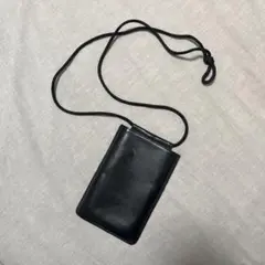 【無印良品】イタリア産ヌメ革　ミニサコッシュ黒