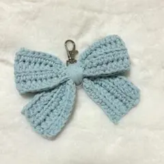 ハンドメイド リボンチャーム 水色