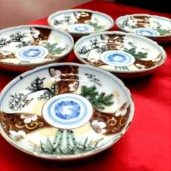 有田焼　伊万里焼　古伊万里　金彩　豆皿　小皿　4寸皿5客セット　①のサムネイル