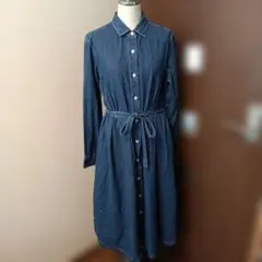 最終値下げ美品UNIQLOデニムフレアーロングワンピース サイズＳ♡ベルト付き