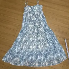 Y2K シフォン キャミワンピ キャミソール ワンピース 平成 ホワイト ブルー