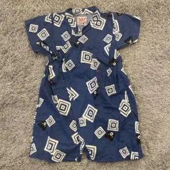 double.B 青色 幾何学模様 ベビー甚平