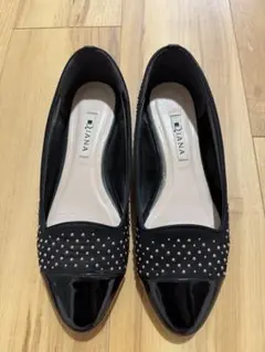 ダイアナ　ストーン付きフラットシューズ　24cm 黒