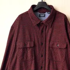 チャップス　ネルシャツ　大きめサイズ　ストレッチ　伸縮性　肉厚重め　赤黒チェック