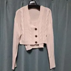 GRL クロップド丈カーディガン×キャミソールニットアンサンブル