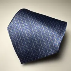 ネイビー パターン入り シルク ネクタイ