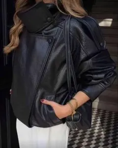 新品未使用！　フェイクレザー フェイクレザージャケット　ブラック