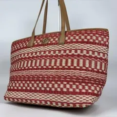 美品✨トリーバーチ かごバッグ ビーチトート 肩掛け レザー ロゴ A4収納 赤