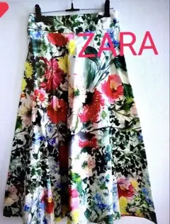 ZARA ボタニカル フラワー 花柄 フレアスカート XSサイズのサムネイル