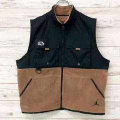 美品 ナイキ ナイロンフリースベスト 黒×茶 XL