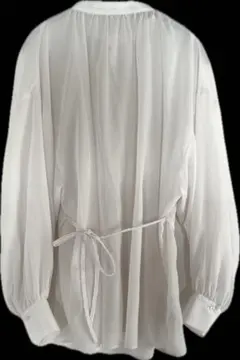 ホワイト 長袖シアーシャツ