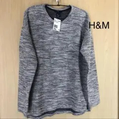SALE★H&M 白×黒×ラメMix長袖ニットカットソー