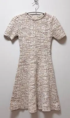 eimy istoire ハーフスリーブフレアーツイードニットワンピース XS