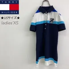US規格 TOMMY HILFIGER 半袖ポロシャツ ネイビー レディースXSのサムネイル