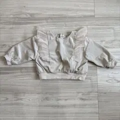 mirror bae. フリル付きトップス ベージュ ベロア風90