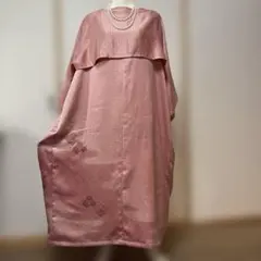 着物リメイク　正絹ゆったりコクーンワンピース　両サイドポケット　フリーサイズ