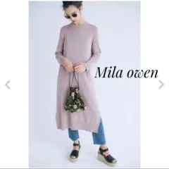 【美品】Mila owen サイドスリットワンピース ベージュ 薄手ニット