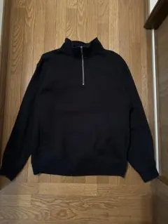 GU ジーユー ヘビーウェイトスウェットハーフジッププルオーバー ブラック L