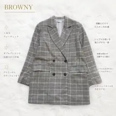 ◻︎9130【ブラウニー】グレンチェック テーラードジャケット オーバーサイズのサムネイル