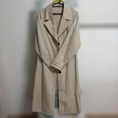 【GU】ベージュ ロングコート チェック裏地