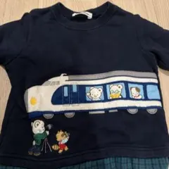 familiar 電車刺繍 トレーナー ネイビー