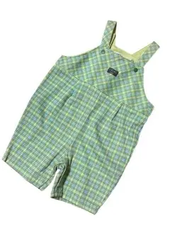 【未使用品】CELEC チェック柄ロンパース　グリーン系80cm