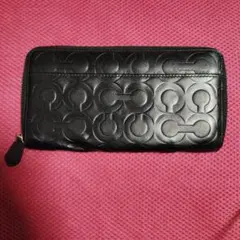 COACH エンボス加工 ブラック長財布