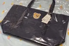 フェイラー　オールドテディ　ワッペントートバッグ　ネイビー　LL　大サイズ