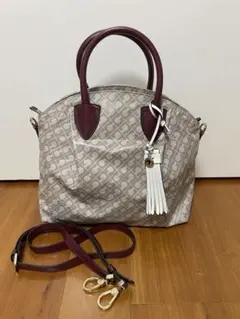GHERARDINI ベージュ ワインレッド ハンドバッグ