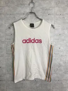 00’s Y2K 古着 adidas ロゴプリント 虹ライン タンクトップ