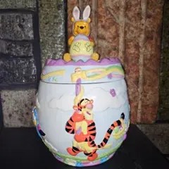 超激レア 90S ヴィンテージ プーさん 陶器 クッキージャー 復活祭のサムネイル