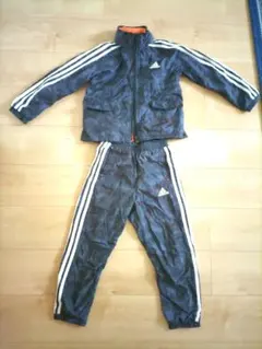 adidas フード付きジャケット 120cm ネイビー/オレンジ