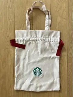 Starbucks ホリデー　ギフトバッグ 巾着型 光沢ベージュのサムネイル