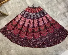 ペイズリー柄 ロングフレアスカート