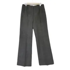 レディースワイドパンツ【M】 スラックス　レトロ　グレー　ストライプ