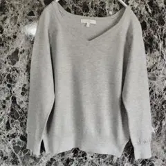 PROPORTION BODY DRESSING ビジュー付 薄手ニット グレー