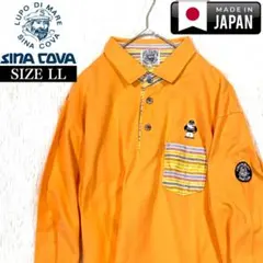 SINA COVA(シナコバ) 長袖ポロシャツ　刺繍アイコン　オレンジ　LL