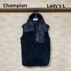 【良品】Champion Lady's フード付きフリース素材ベスト　サイズL