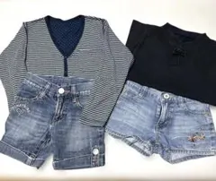 キッズ女の子130cmまとめ パンツEDWIN ベスト　ホック式カーディガン