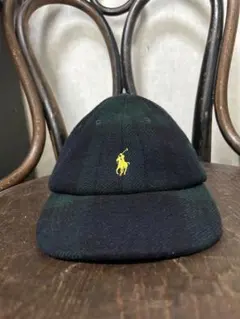 希少 ポロラルフローレン ウールキャップ ブラックウォッチ チェック ポニー刺繍