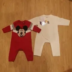 ミッキーマウスロンパースセット（赤・白）