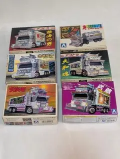 未使用 青島文化教材社 デコトラ プルバックゼンマイ プラモデル 6個セットのサムネイル