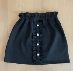【未使用】フリルミニスカート フレンチガーリー パールボタン黒 地雷系　Lサイズ