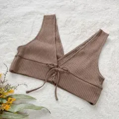 【ジーユー】GU 2WAYレースアップビスチェ ブラウン M ●