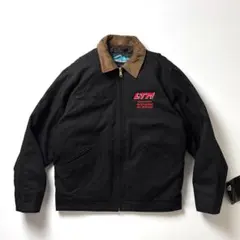 【デッドストック】 デトロイトジャケット M ブラック 企業ロゴ 襟コーデュロイ